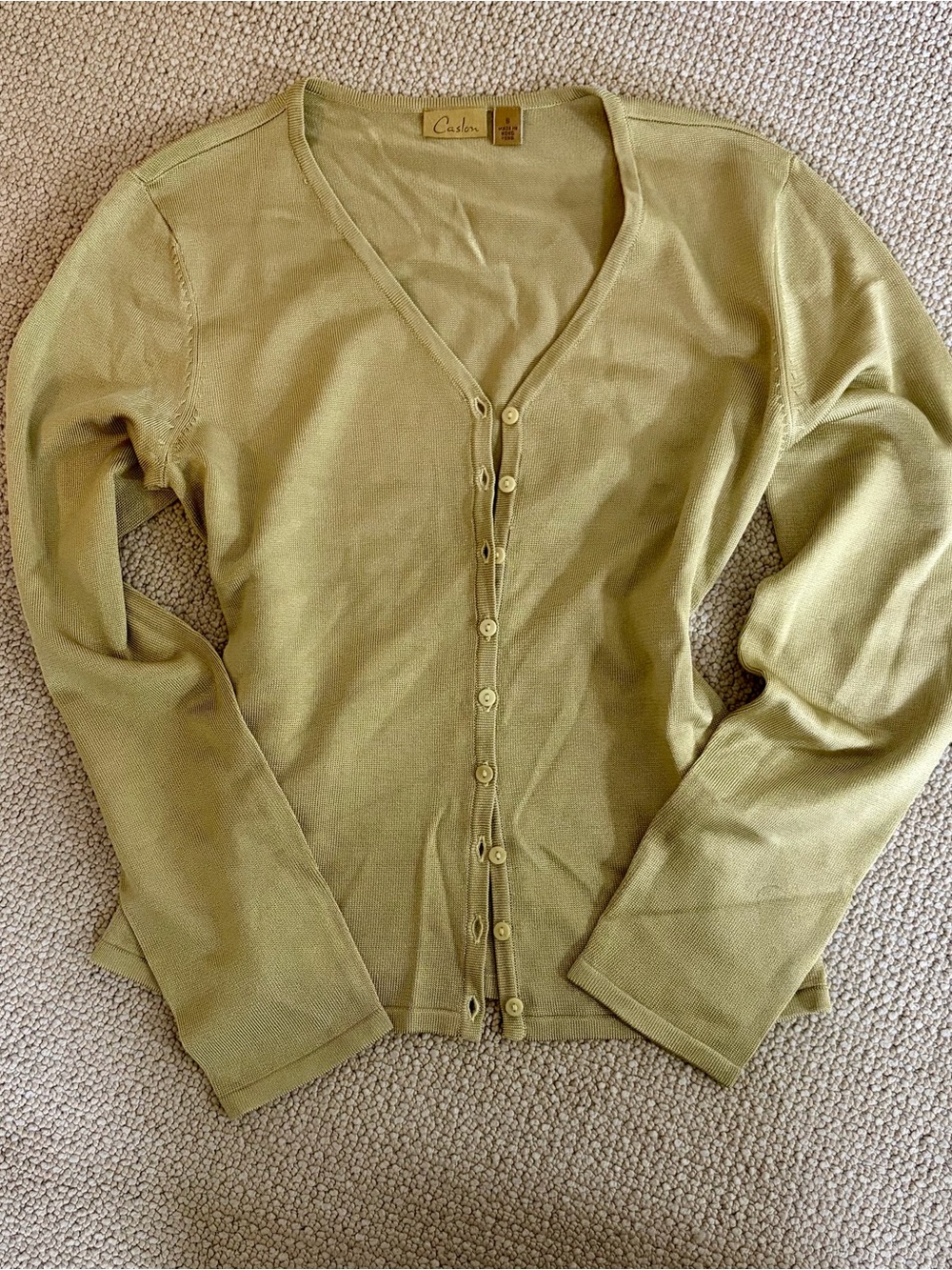 Caslon Light Green Button Up Cardigan Sweater Women's Small